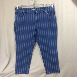 Style & Co Striped Jeans Slim Ankle Dark Wash High Rise Rayon Blend 22W